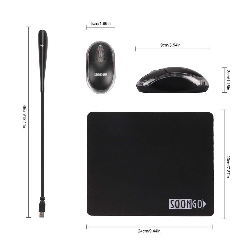 SOON GO Mini Mouse Pad Kids Mice for Laptop USB LED Light 3 in 1 Gift Combo Mouse Pad Non-Slip Rubber Base USB Reading Lamp with Dimmable Touch Switch and Flexible Gooseneck for Laptop Home Office - Image 3